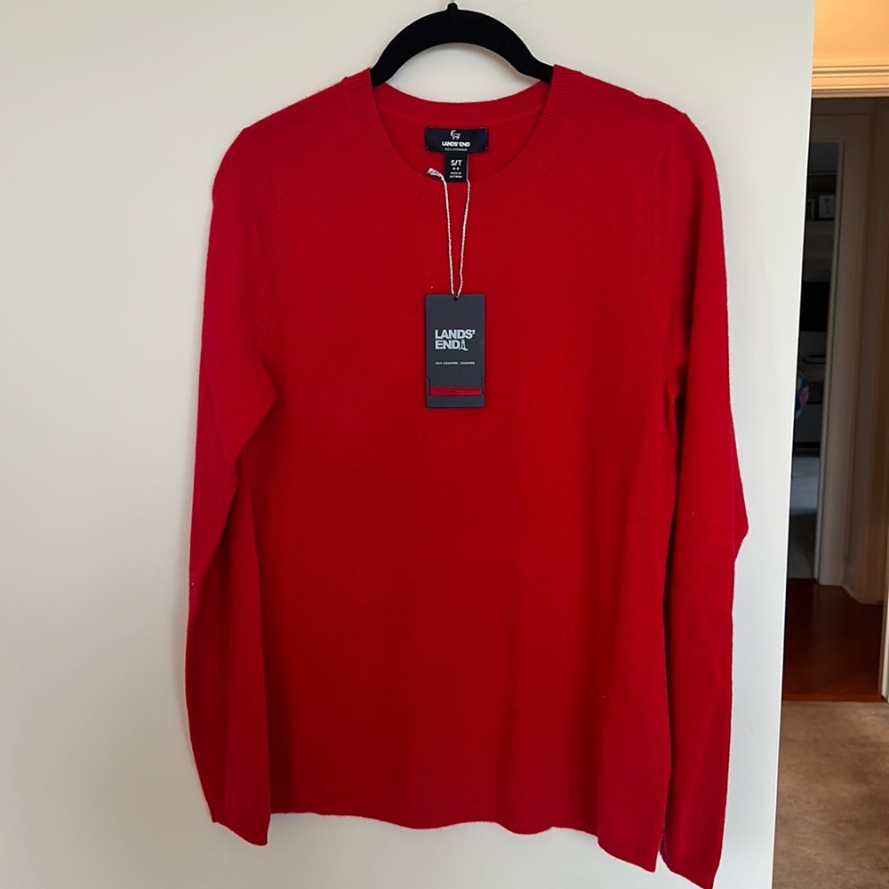 Lands’ End Cashmere Crew Neck Sweater - Red